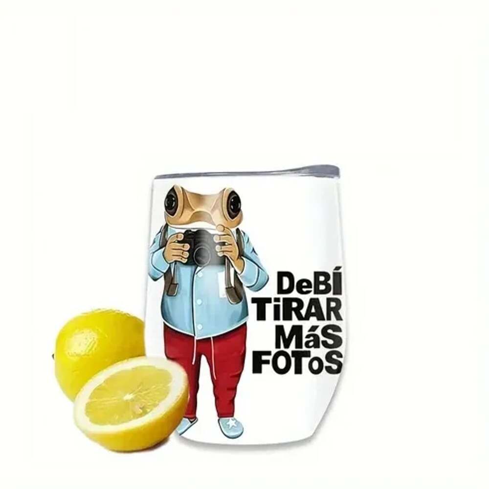 Custom Insulated Wine Tumbler 12 oz Debí Tirar Más Fotos Frog Graphic